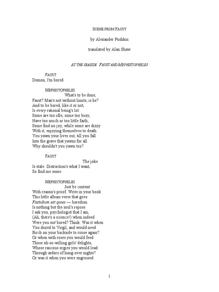 Puskin - Faust | PDF | Faust | Religion And Belief