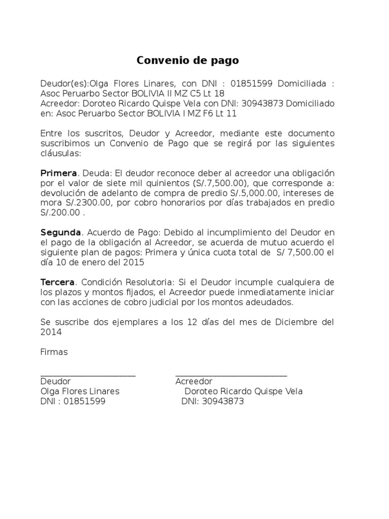Convenio de Pago Responsabilidad (contabilidad