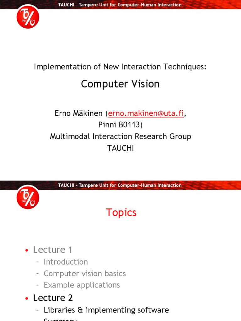 Computer Vision Techniques & Tools | PDF | Java (Programming Language ...
