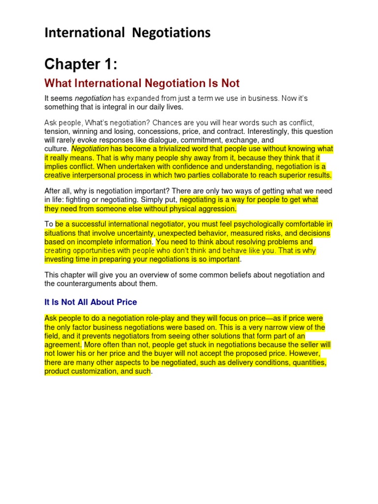 Understanding International Negotiations | PDF | Negotiation ...