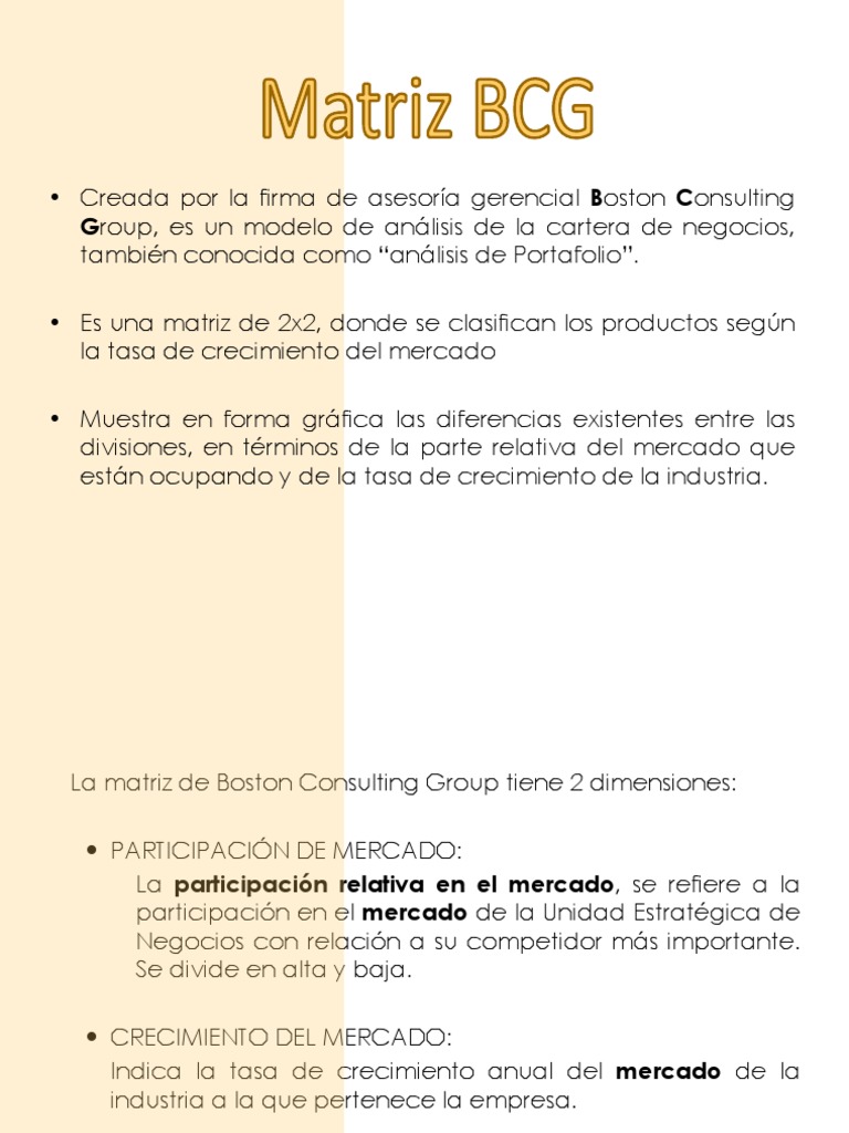 Matriz BCG (Boston Consulting Group) | PDF | Crecimiento económico |  Mercado (economía)