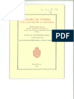 Francisco Rico Lazaro de Tormes y El Lugar de La Novela Discurso PDF
