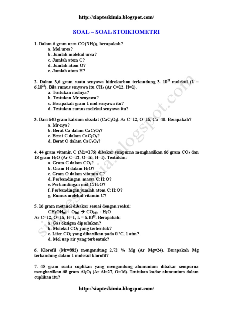 29137946 Latihan Soal Bab Stoikiometri