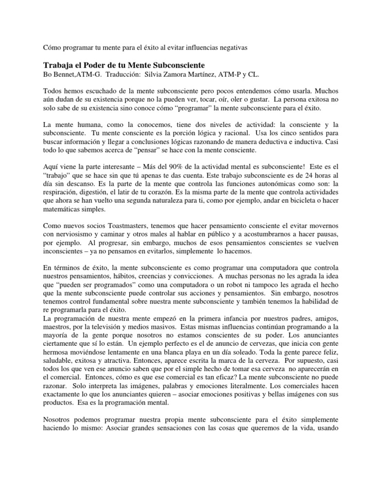 Reprograma tu mente para el éxito | PDF | Mente | Razón