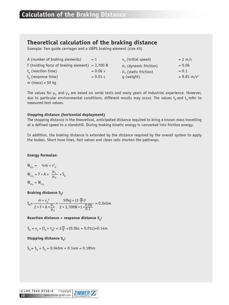 Theoretical Calculation of The Braking Distance | PDF | Science ...