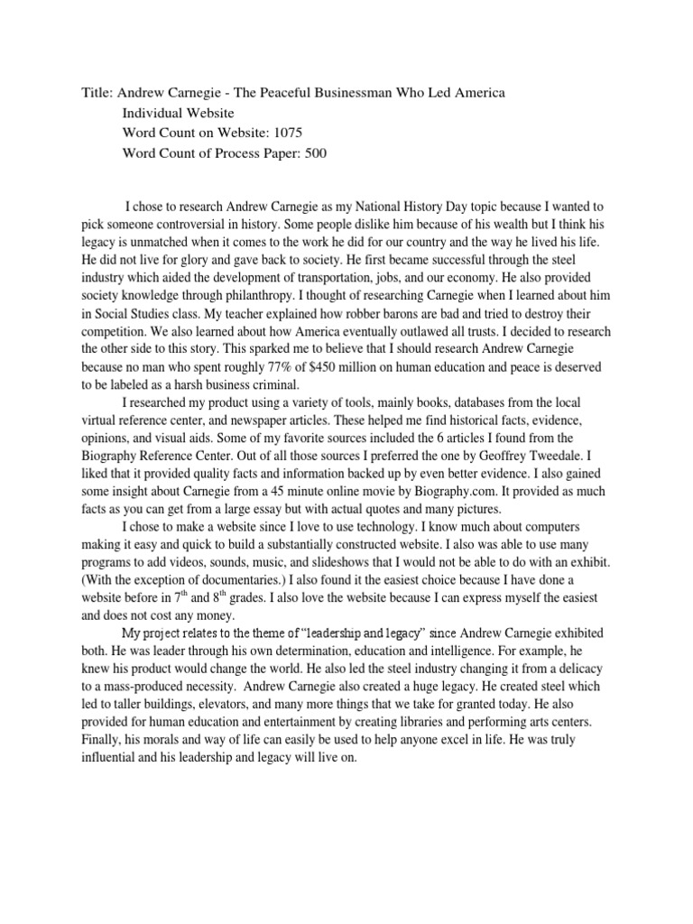 Process Paper NHD PDF Andrew Carnegie Cognition