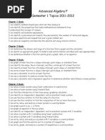 Advanced Algebra F Semester 1 Topics 2011-2012: Chapter 1 Goals