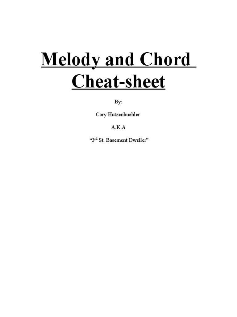 Melody and Chord Cheat-Sheet | PDF | Chord (Music) | Minor Scale
