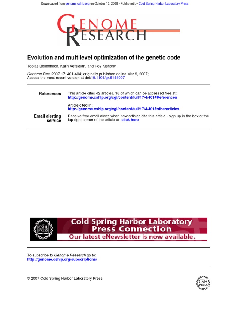 1966 Genetic Code Pdf : Historical review: Deciphering the genetic code ...