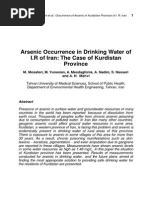 Arsenic Occurrence in Drinking Water of I.R of Iran: The Case of Kurdistan Province