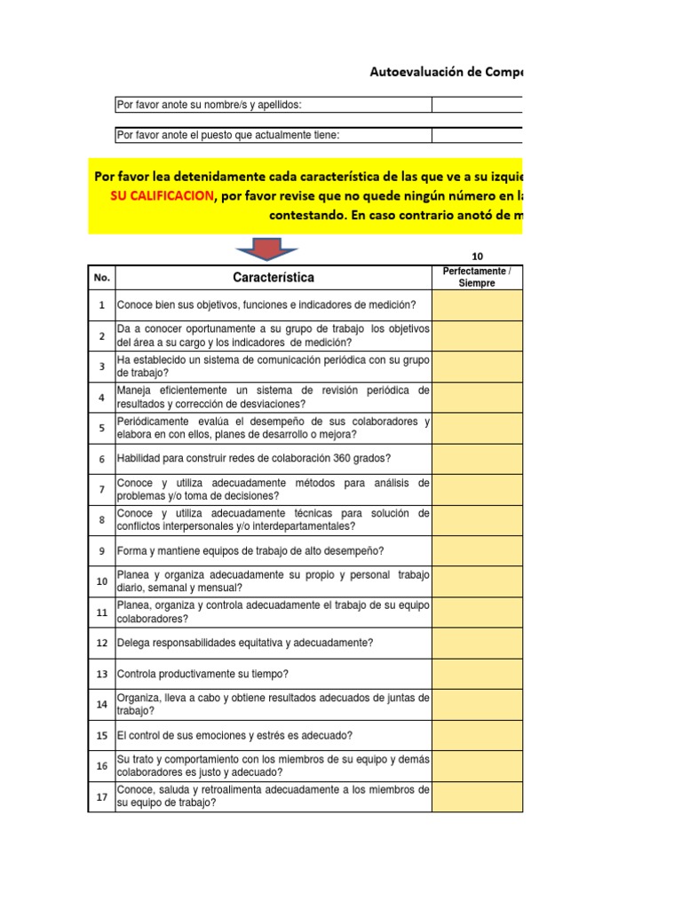 Modelo Evaluacion Competencias Liderazgo | PDF | Grupo de trabajo ...