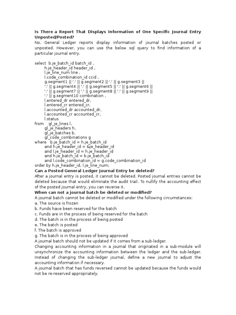 Journal Entry Reporting and Modifications | PDF