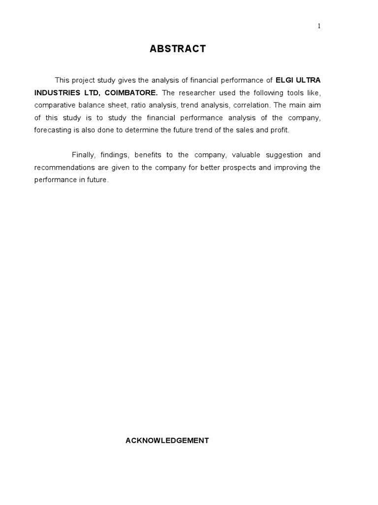 Financial Performance of ELGI Ultra | PDF