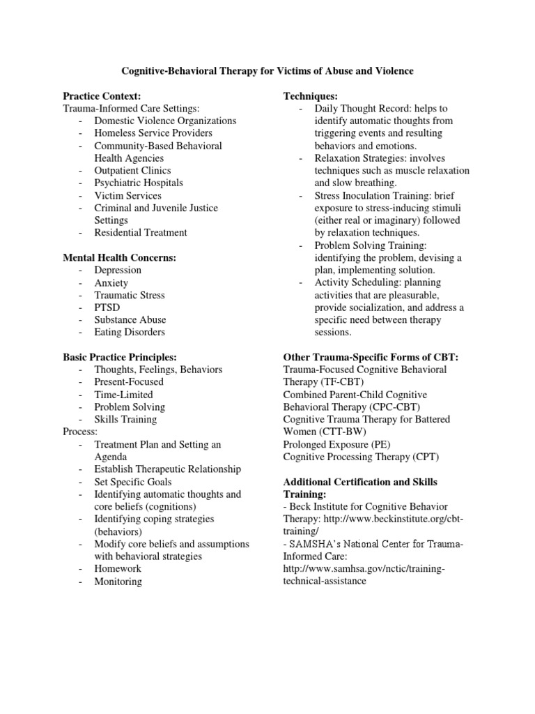 CBT Handout Hannah | PDF | Cognitive Behavioral Therapy | Cognitive Therapy