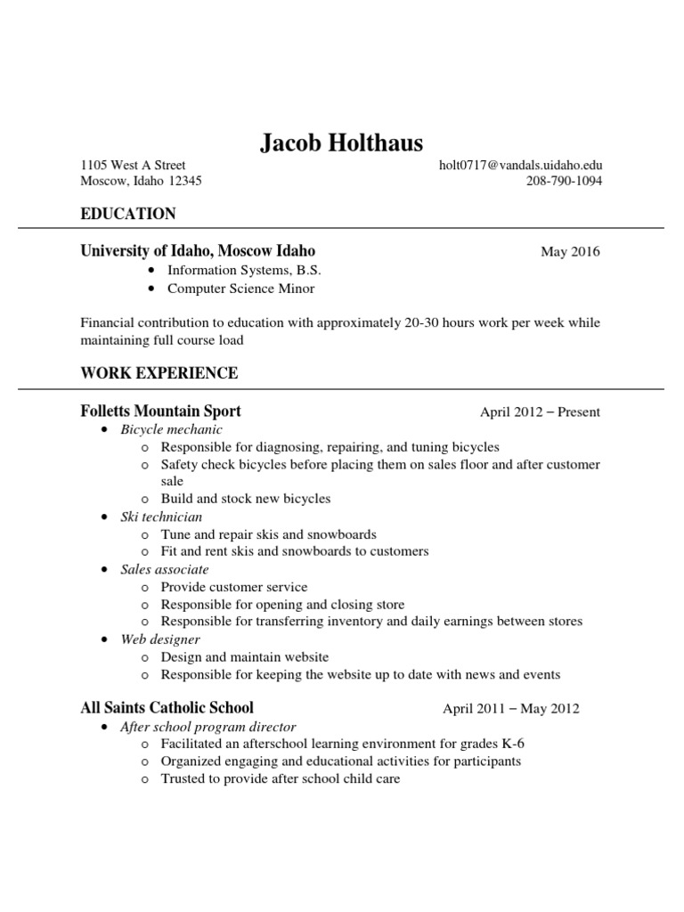 Jacob Holthaus: Resume Overview | PDF | Business