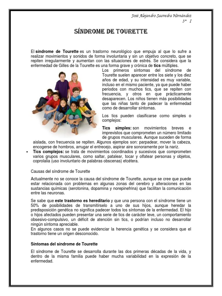Síndrome de Tourette. | PDF | Síndrome de Tourette | Desorden ...