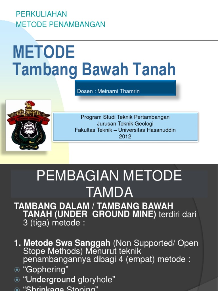 2 - Metode Tambang Bawah Tanah | PDF