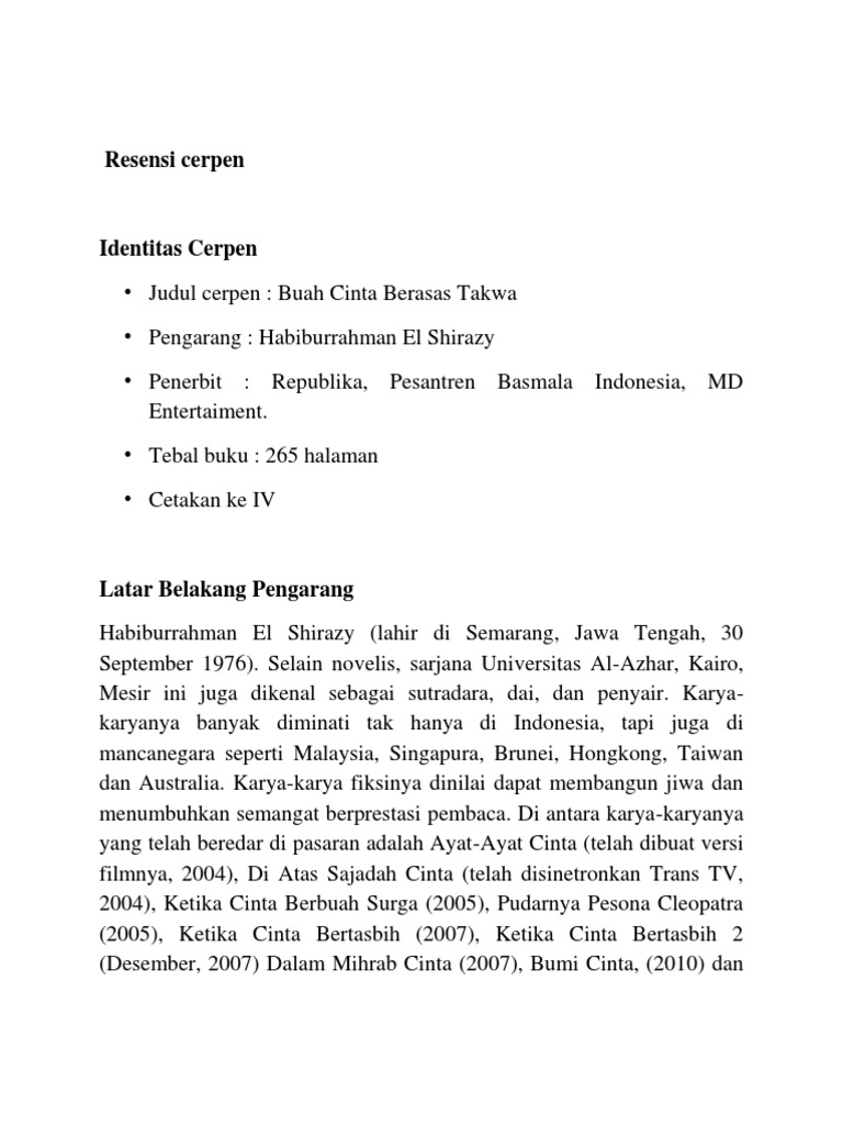 Dokumen Serupa Dengan Resensi Cerpen