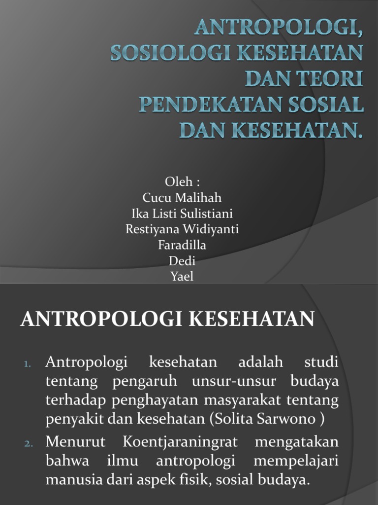 Antropologi Sosiologi Kesehatan Dan Teori Pendekatan Sosial Pdf