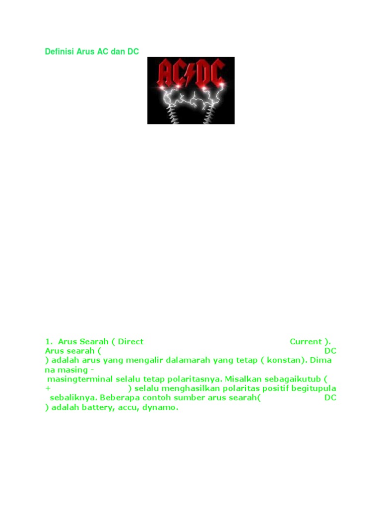 Definisi Arus AC Dan DC | PDF | Sains & Matematika | Komputer