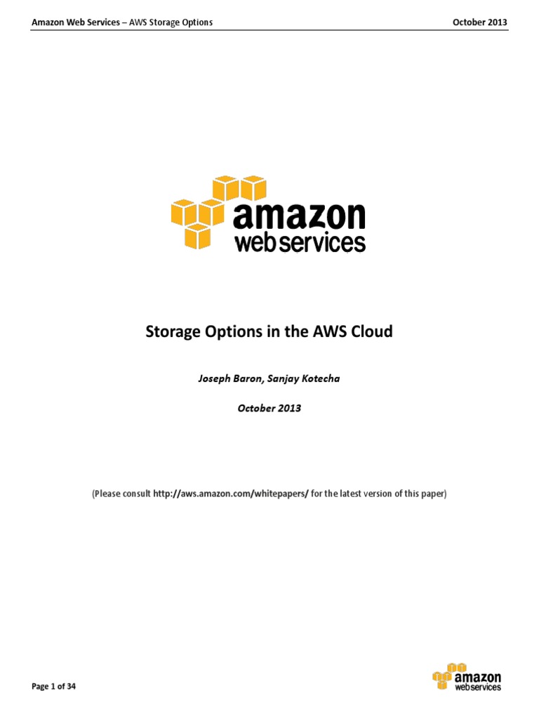 Aws Storage Options Pdf Computer Data Storage Cloud Computing
