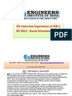 IES Interview Experience of AIR-1 Kunal Srivastava