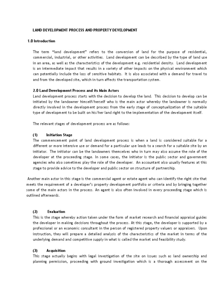 Land Development Process PDF Real Estate Appraisal Architect