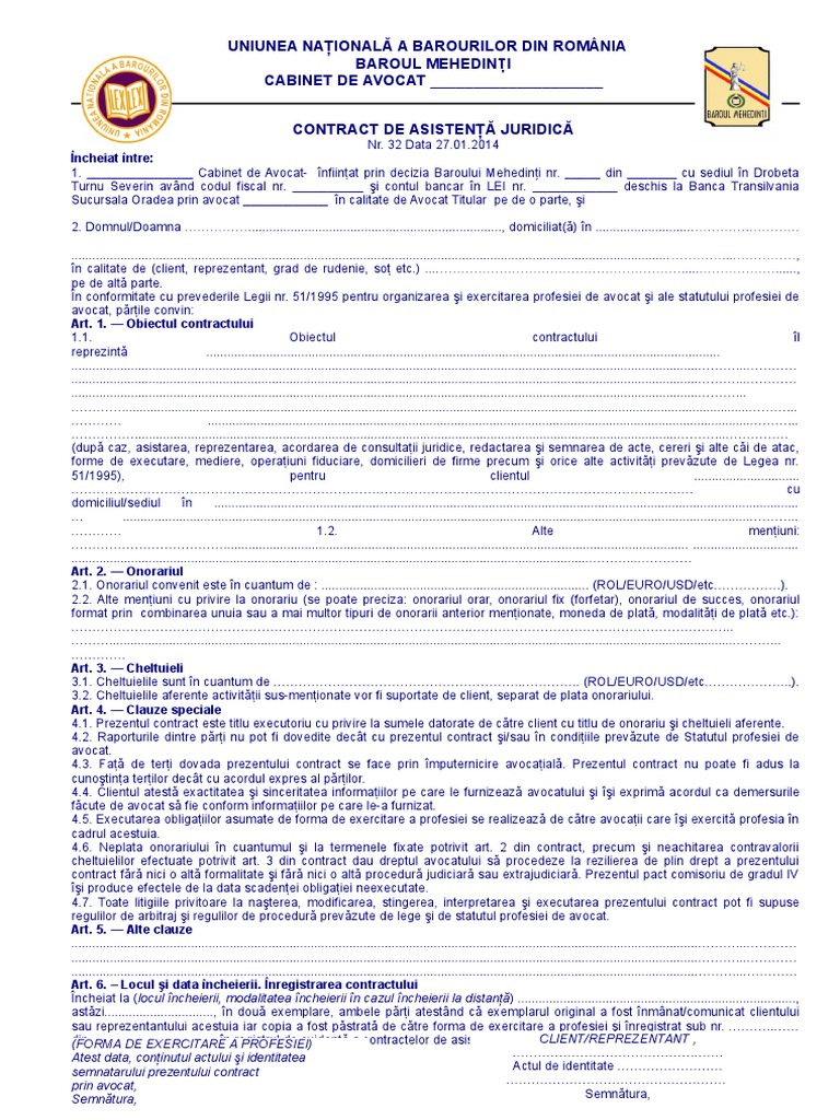 Model Contract de Asistenta Juridica | PDF