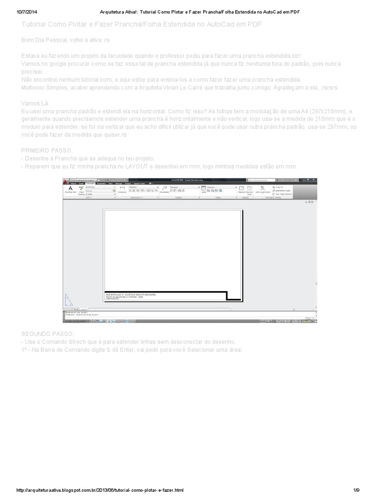 Tutorial Como Plotar e Fazer Prancha - Folha Estendida No AutoCad em ...
