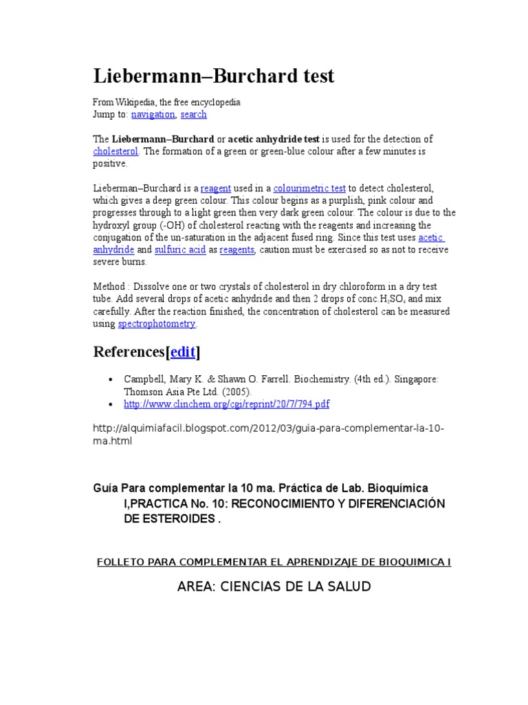 Liebermann Burchard Colesterol Lípido Prueba gratuita de 30 días