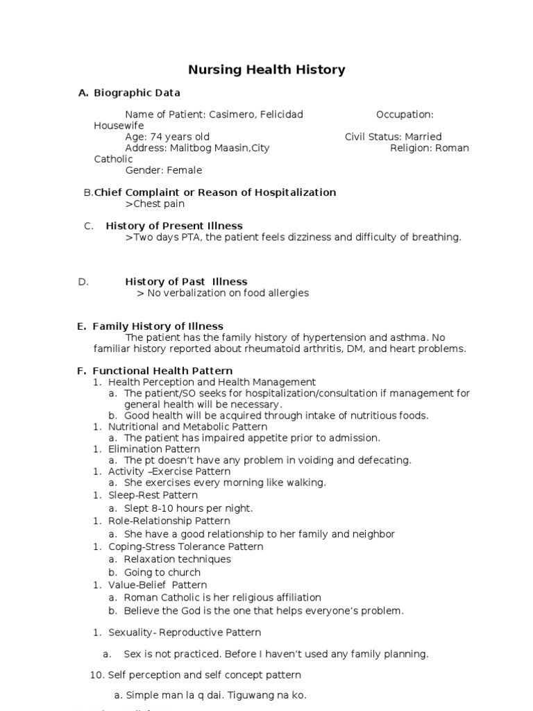 Nursing Health History 1 PDF Heart Nutrition
