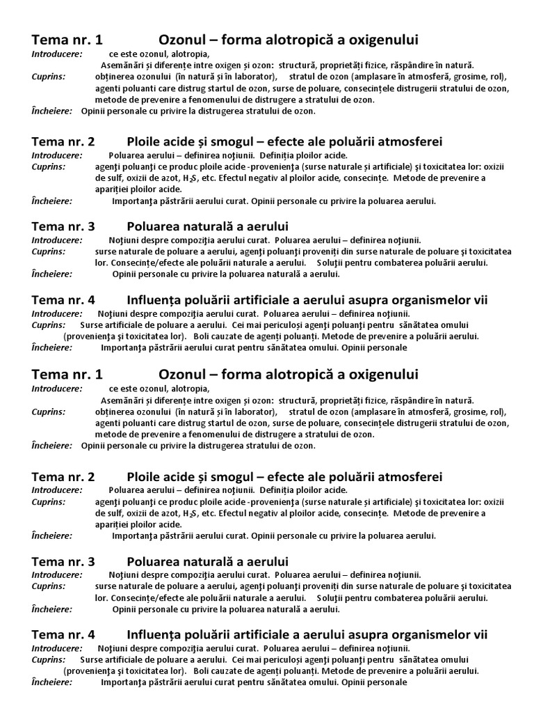 Teme Referat Poluarea Aerului
