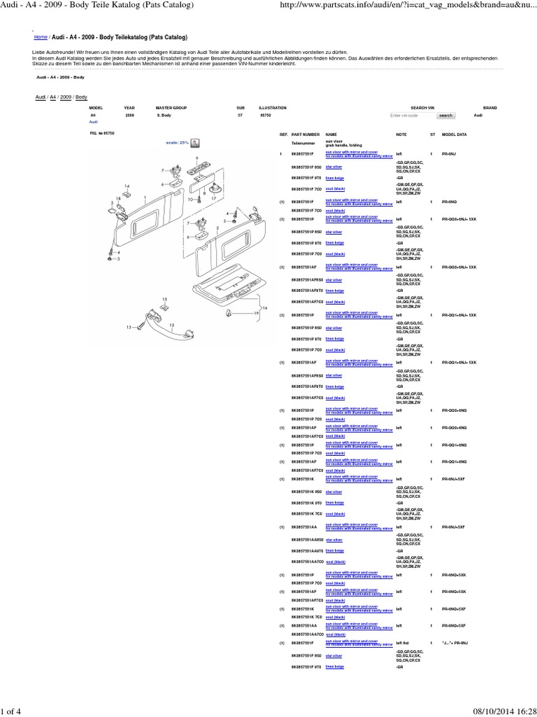 Audi A4 2009 Body Teile Katalog 28Pats Catalog29 Business Computing And Information