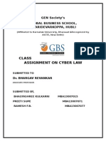 Class Assignment On Cyber Law: GEN Society's Global Business School, Bharidevarkoppa, Hubli