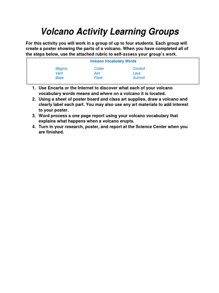 Volcano Activity Group Project Guide | PDF | Foreign Language Studies