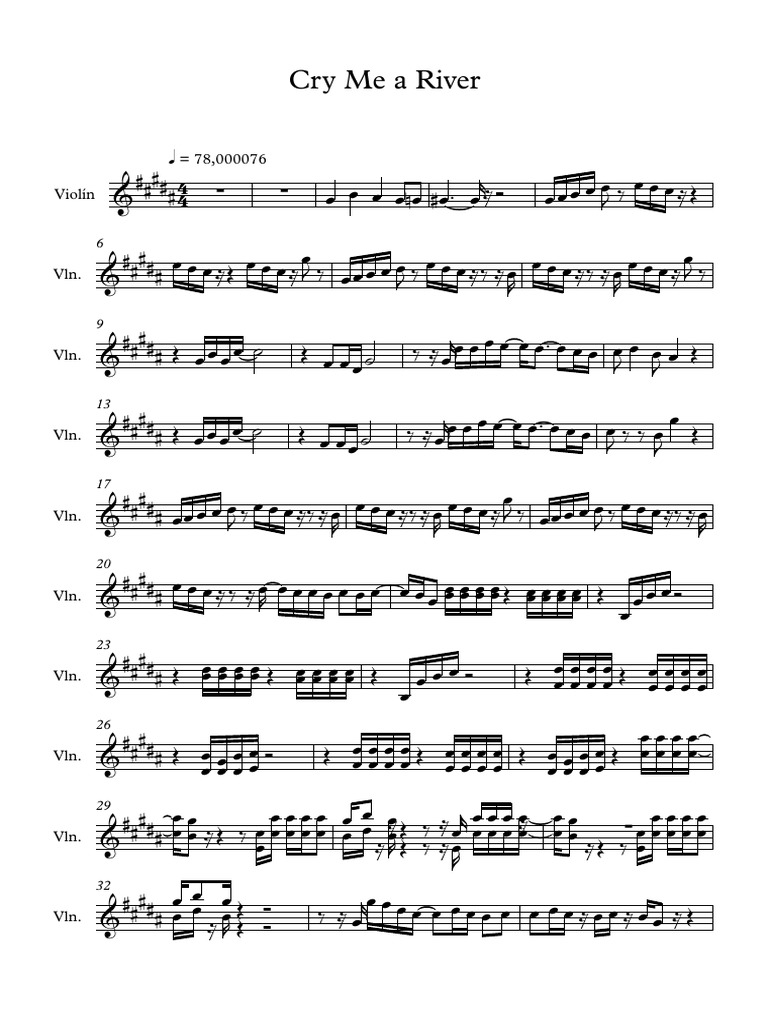 Cry Me A River Partitura Completa PDF