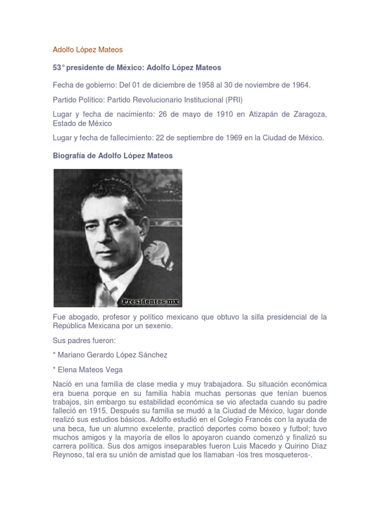 Adolfo López Mateos México Política