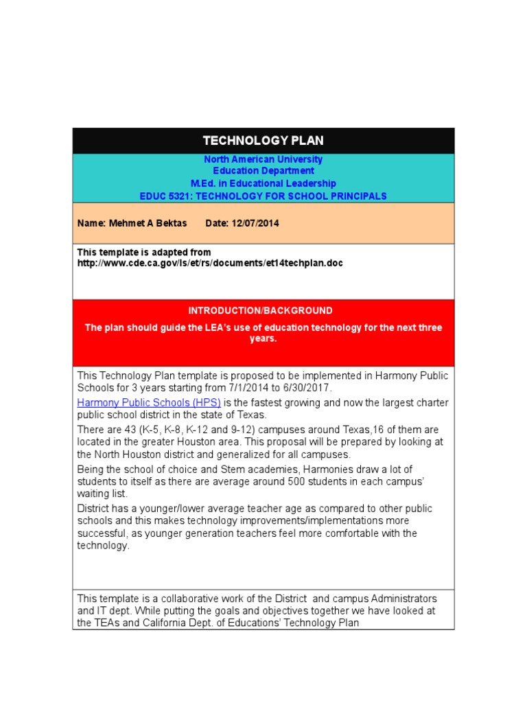 Educ 5321-Technology Plan Mbektas | PDF | Chromebook | Teachers
