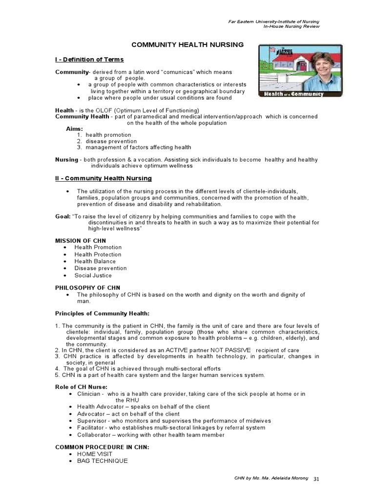 Community Health Nursing Overview | PDF | Pneumonia | Tuberculosis