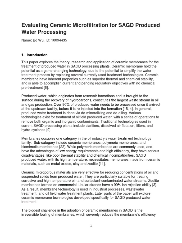 WasteWater Treatment Paper PDF Membrane Membrane Technology