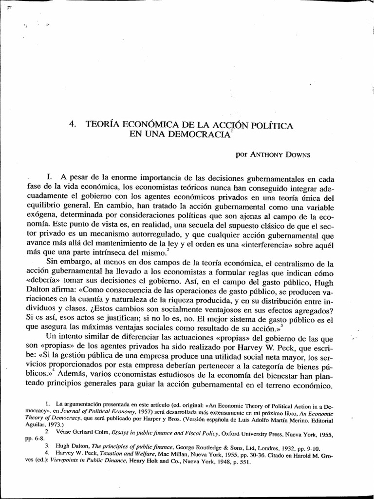 Teoria Economica de La Accion Politica en Una Democracia | PDF