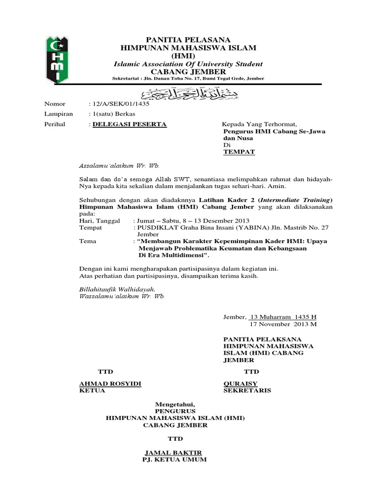 Contoh Surat Delegasi Panitia Surat Dan Contohnya