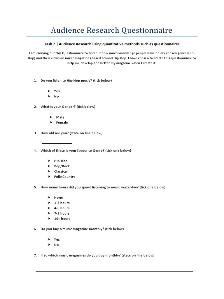 Hip-Hop Audience Research Survey | PDF