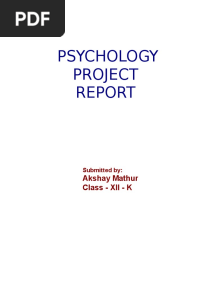 Psychology Project: Akshay Mathur Class - XII - K