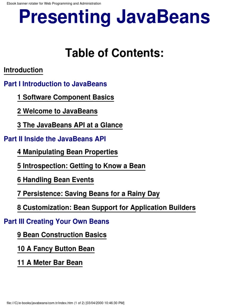 Sams - Presenting Java Beans | PDF | Component Based Software ...