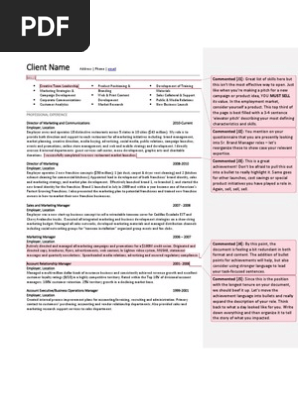 Professional Resume Critique 12.5.14 - Selling