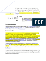 Lens Resolution: Diffraction Aperture Airy Pattern Airy Disk