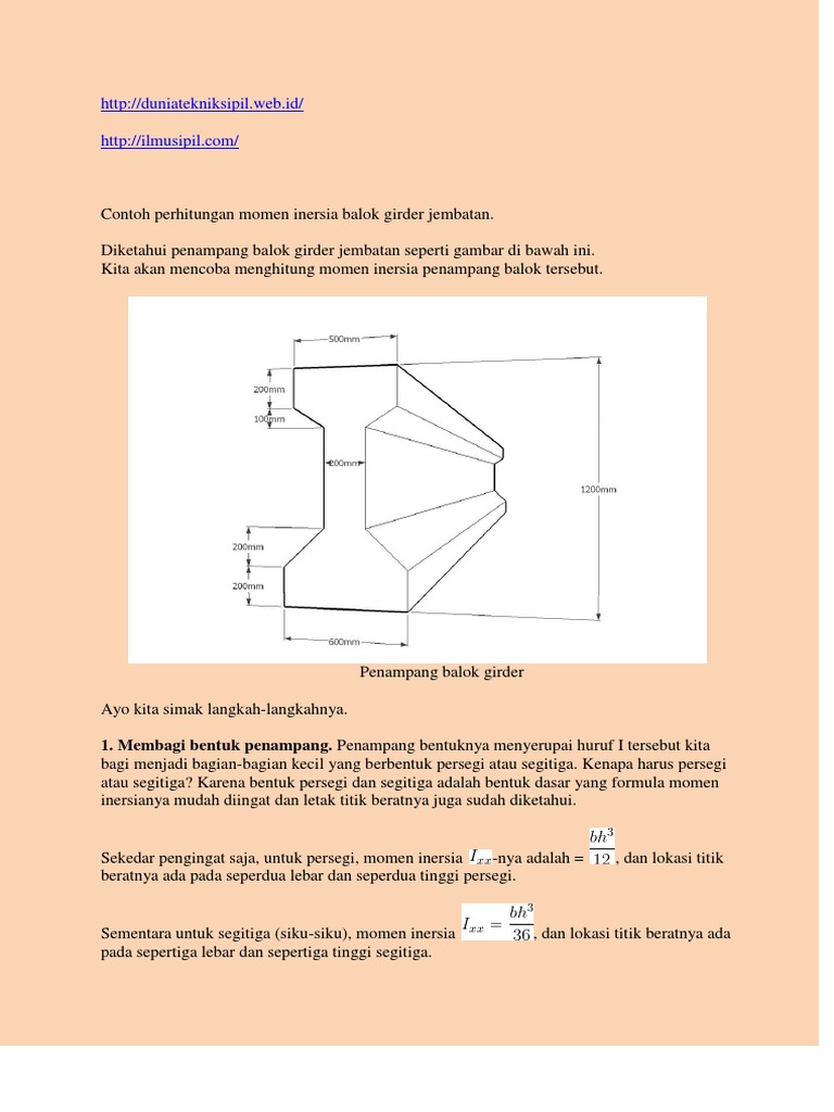 Perhitungan Momen Inersia Balok | PDF