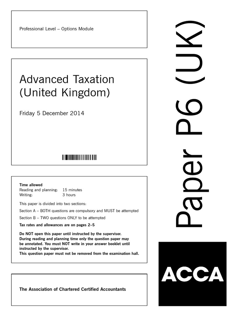 P6UK 2014 Dec Q | PDF | Inheritance Tax | United Kingdom Corporation Tax