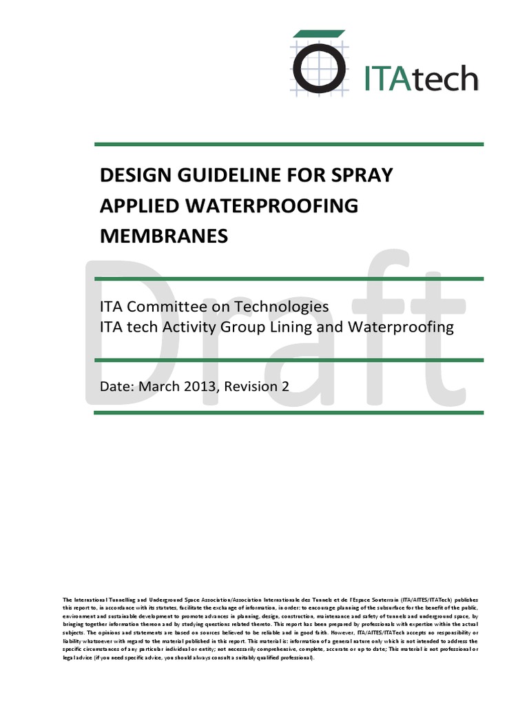 ITA - Design Guidelines Waterproofing | PDF | Tunnel | Concrete